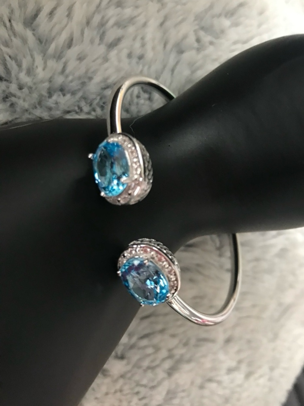 Chuck Clemensy Swiss Blue Topaz Sterling Silver Cuff Bracelet